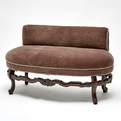 Lot Louis XIV Style Velvet Upholstered Walnut Settee