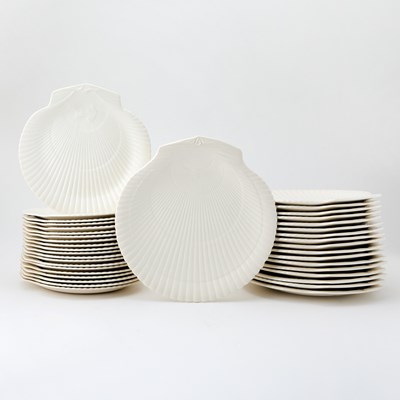 Lot 74 - Set of Forty-Four Wedgwood of Etruria & Barlaston Porcelain "Moonstone (Cream)" Pattern Plates