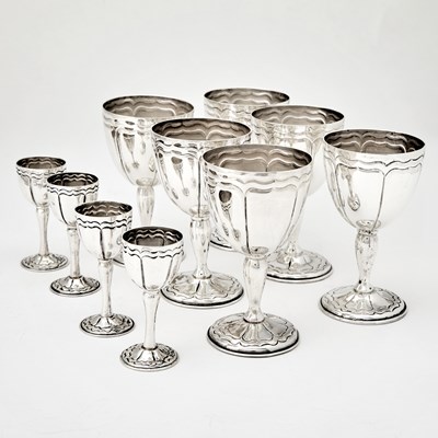 Lot 21 - Six Mexican Sterling Silver Goblets and Four Cordials