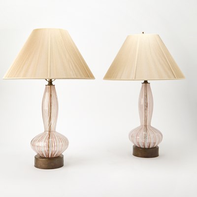 Lot 243 - Pair of Blown Glass Table Lamps