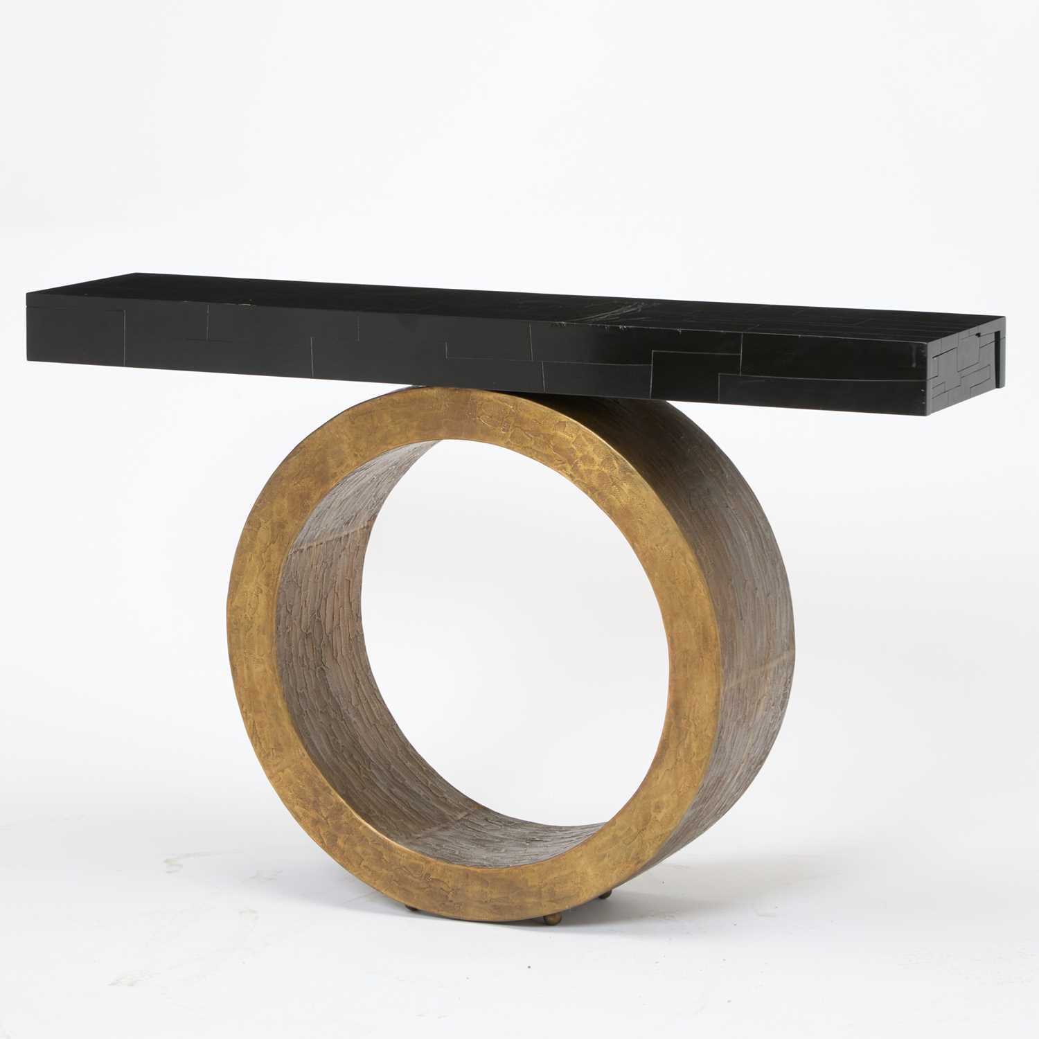 Lot 426 - Herve van der Straeten Ebonized Pearwood and Patinated Bronze "Anneau Model 206" Console Table