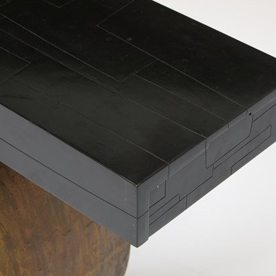 Lot 426 - Herve van der Straeten Ebonized Pearwood and Patinated Bronze "Anneau Model 206" Console Table
