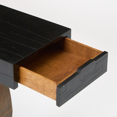 Lot 426 - Herve van der Straeten Ebonized Pearwood and Patinated Bronze "Anneau Model 206" Console Table