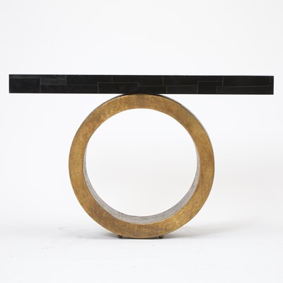 Lot 426 - Herve van der Straeten Ebonized Pearwood and Patinated Bronze "Anneau Model 206" Console Table