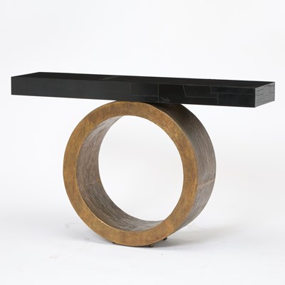 Lot 426 - Herve van der Straeten Ebonized Pearwood and Patinated Bronze "Anneau Model 206" Console Table