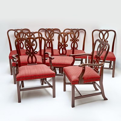 Lot 55 - Set of Eight George III Style Mahogany Dining Chairs