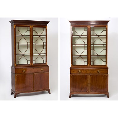 Lot 169 - Pair of George III Inlaid Mahogany Bookcase Cabinets