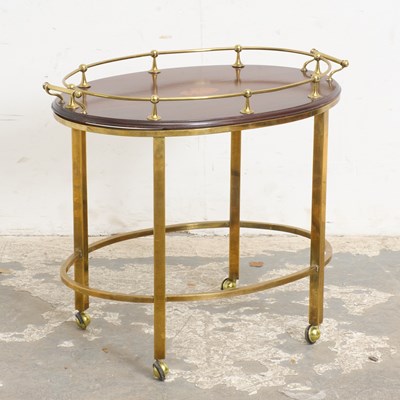 Lot 112 - Edwardian Style Mahogany and Brass Oval Two-Handled Tray Top Table