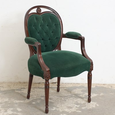 Lot 320 - Victorian Style Green Upholstered Open Armchair
