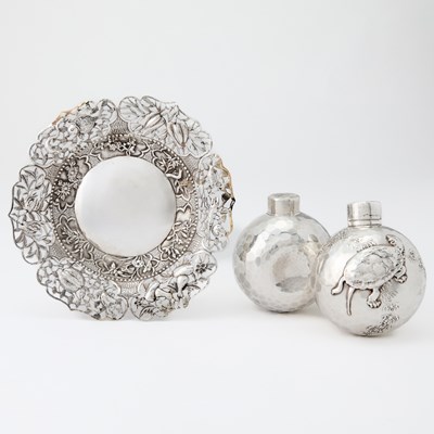 Lot 91 - Pair of Whiting Aesthetic Movement Sterling Silver Ball-Form Scent Flasks
