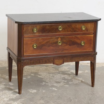 Lot 240 - Continental Neoclassical Style Mahogany Marble Top Commode