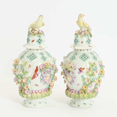 Lot 252 - Pair of Continental Porcelain Lidded Vases