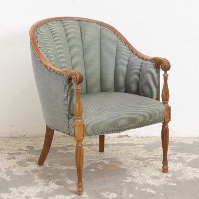 Lot 253 - Continental Mahogany Upholstered Tub Chair