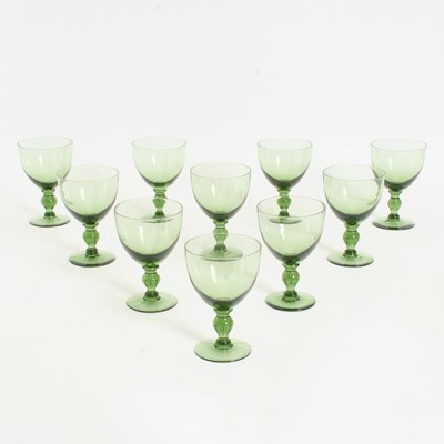 Lot 273 - Set of Ten Green Glass Stemware