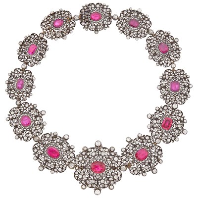 Lot 119 - Antique Silver, Ruby and Diamond Necklace