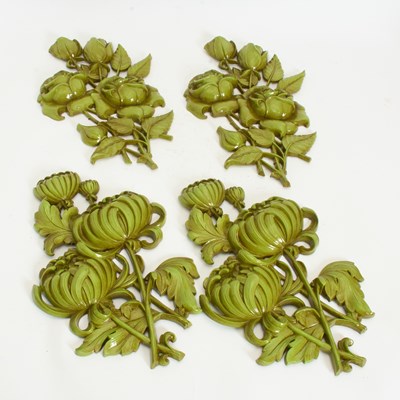 Lot 281 - Group of Four Green Painted Plastic Wall Accents