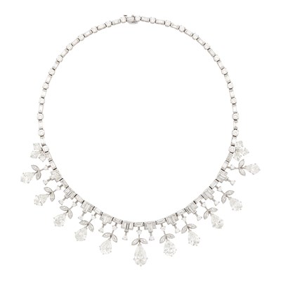 Lot 265 - Platinum and Diamond Fringe Necklace