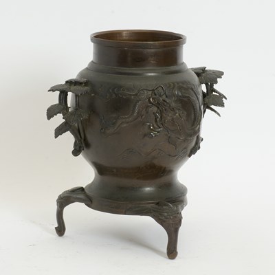 Lot 299 - Asian Style Painted Metal Footed Vase