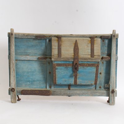 Lot 254 - Iron Bound and Blue Painted Pine Conestoga-Type Wagon Box