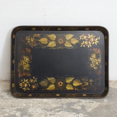 Lot 343 - Regency Style Black Lacquer Gilt Decorated Tray
