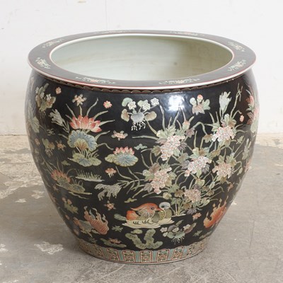 Lot 351 - Chinese Black Porcelain Fish Bowl