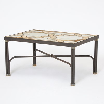 Lot 59 - Agate Inlaid Marble and Iron Low Table