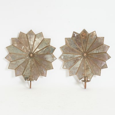 Lot 389 - Pair of Mirrored Glass Wall Lights