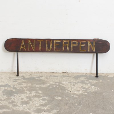 Lot 360 - Carved Wood Antwerp Sign