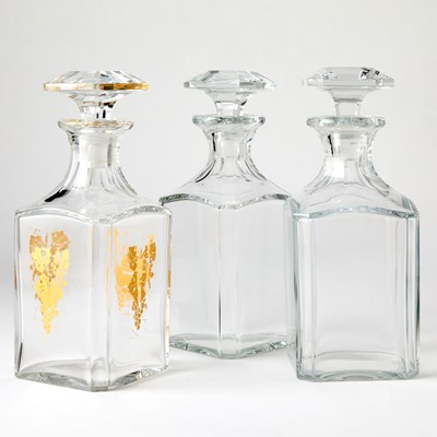 Lot 127 - Group of Three Baccarat Glass "Perfection" Bourbon Decanters