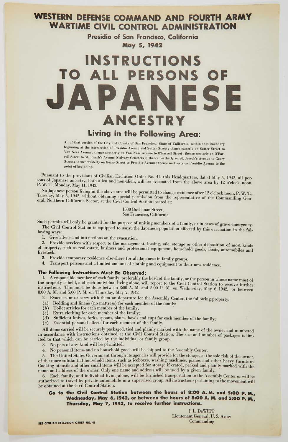 Lot 70 - World War II Japanese Internment broadside poster