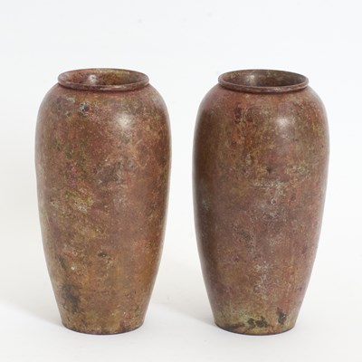 Lot 394 - Pair of Painted Metal Vases