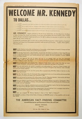 Lot 78 - "Welcome Mr. Kennedy To Dallas..."