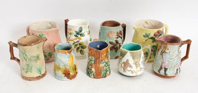 Lot 12 - Group of Nine Assorted Majolica Pitchers