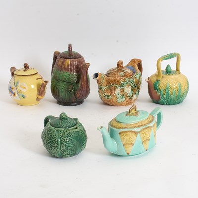 Lot 13 - Group of Six Majolica Teapots