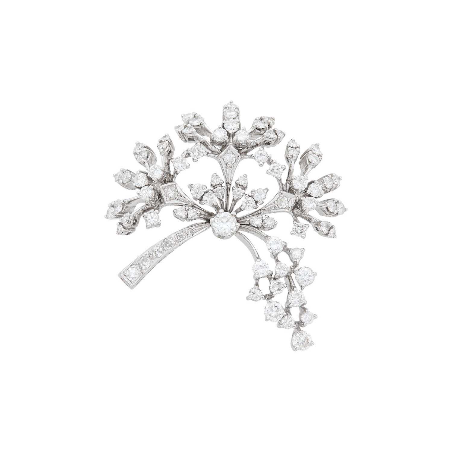 Lot 1155 - White Gold and Diamond Brooch