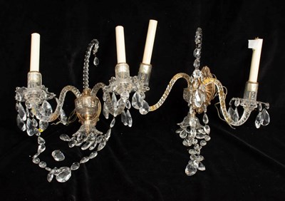 Lot 28 - Pair of Georgian Style Crystal Two-Arm Sconces