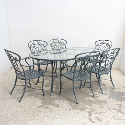 Lot 32 - Set of Six Painted Metal Patio Chairs