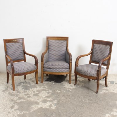 Lot 34 - Assorted Group of Three Empire Style Mahogany Armchairs