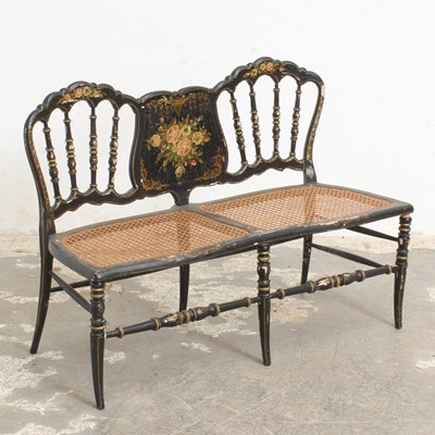 Lot 49 - Victorian Back Painted Canned Bench
