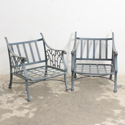 Lot 51 - Pair of Painted Metal Outdoor Side Chairs