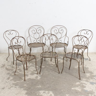 Lot 63 - Group of Seven Assorted Metal Cafe Chairs