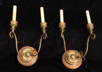 Lot 78 - Pair of Georgian Style Brass Two-Arm Sconces
