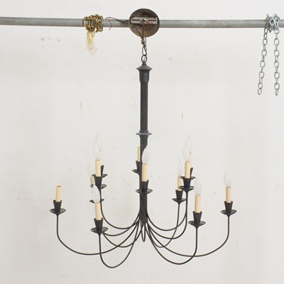 Lot 80 - Black Painted Wire Form Twelve-Light Chandelier