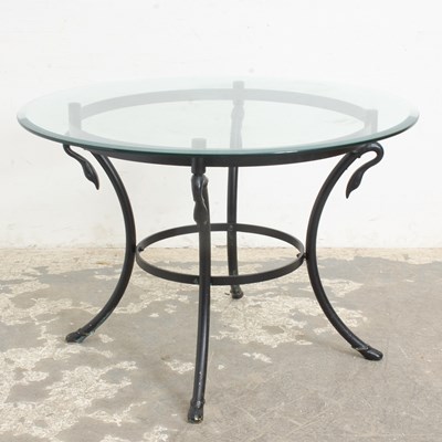 Lot 89 - Painted Metal Glass Top Circular Table