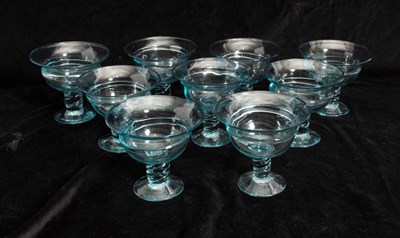 Lot 94 - Set of Nine Molded Glass Footed Ice Cream Bowls
