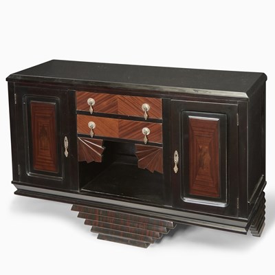 Lot 70 - Art Deco Ebonized, Mahogany and Rosewood Veneered Side Cabinet
