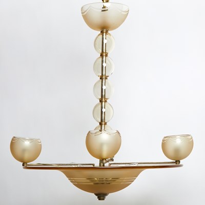 Lot 67 - Daum Nancy Amber Glass Four-Light Chandelier