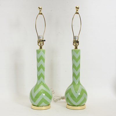 Lot 301 - Pair of Modern Green Glass Lamps