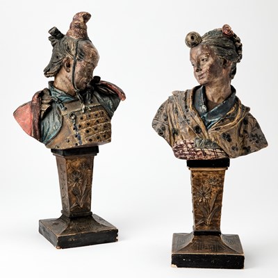 Lot 87 - Pair of Austrian Terracotta Japonisme Busts
