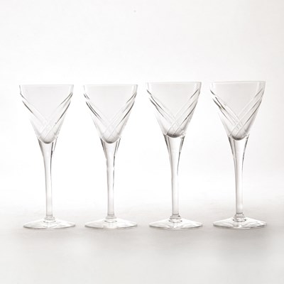 Lot 87 - Set of Sixteen Cartier Cut Glass Stemmed Cocktail Glasses